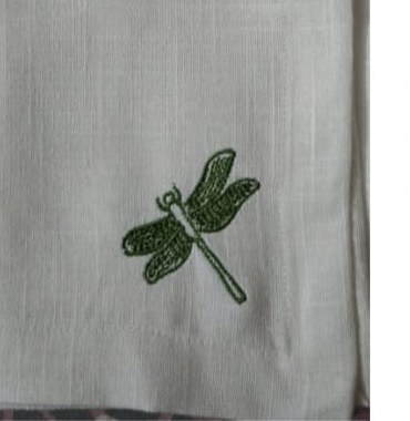 Linen napkin with dragonfly embroidery